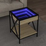 Kohvilaud led-tuledega, sonoma tamm, 40x40x49 cm