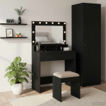 Meigilaud riiuliga must tamm 79 x 41 x 135 cm tehispuit