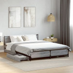 Voodiraam sahtlitega, hall sonoma tamm, 135 x 190 cm, tehispuit