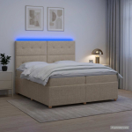 Led kastivoodiga madrats peaga kreemjas 200 x 200 cm kangas