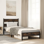 Metallist voodiraam ilma madratsita suitsutatud tamm 90x200 cm