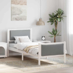 Voodi raam peaga helehall 80 x 200 cm kangas