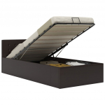 H&uuml;drauliline hoiukastiga voodiraam hall kunstnahk 90 x 200 cm