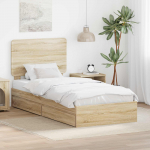 Voodi raam sahtliga peaga sonoma tamm 90 x 200 cm tehispuit