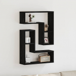 Seinakarbid riiuliga 2 pcs must tamm 50 x 15 x 85 cm tehispuit
