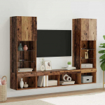 Tv seinakapid koos led-iga 5 pcs vana puit 40,5 x 30 x 102 cm