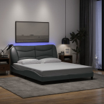 Voodiraam led-iga ilma madratsita hvar, helehall, 160x200 cm, kangas