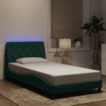 Voodiraam led-iga ilma madratsita, tumeroheline, 100x200 cm, samet