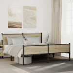 Metallist voodiraam ilma madratsita sonoma tamm 183x213 cm