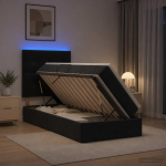 Led-iga voodiraam koos madratsiga must 100 x 200 cm samet