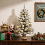 Mini j&otilde;ulupuu 45 cm 25 led-i soe valge pvc roheline ja valge
