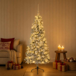 Kunstkuusk koos j&otilde;ulukuuliga 120 cm 150 led-i soe valge