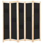 5 paneeliga sirm, must, 200 x 170 x 4 cm, kangas