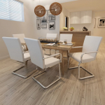 Vetruvate jalgadega s&ouml;&ouml;gitoolid 6 tk, valge, kunstnahk