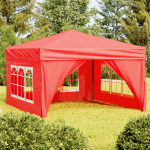 Kokkupandav peotelk seintega, punane, 3 x 3 m