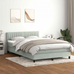 Kontinentaalvoodi madrats ja led, helehall, 160x210 cm, samet