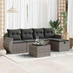 6-osaline aiadiivani komplekt patjadega, hall, pol&uuml;rotang