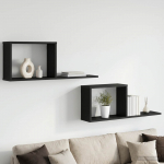 Seinale kinnitatavad riiulid 2 pcs must tamm 80 x 15 x 30 cm