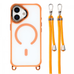iPhone 17 Case with Adjustable Crossbody Lanyard and MagSafe Compatible Camera Frame as a Stand - Orange