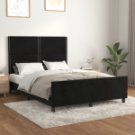 Voodiraam ilma madratsita, must, 140x190 cm, samet