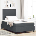 Led box spring voodi peaga tumehall ja valge 120 x 190 cm