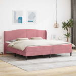 Voodi raam peaga roosa 200 x 200 cm samet