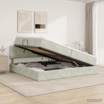 Laos voodi peaga helehall 200 x 200 cm samet