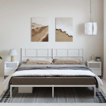 Metallist voodiraam peatsiga, valge, 193x203 cm