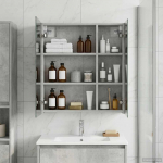 Vannitoa peeglikapp betoonhall 60 x 14,5 x 70 cm tehispuit