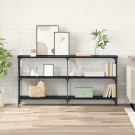 Konsoollaud must tamm 150 x 29 x 75 cm t&ouml;&ouml;deldud puit ja metall