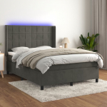 Kontinentaalvoodi madrats ja led, tumehall, 140x190 cm, samet