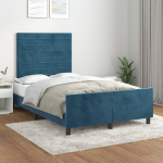 Voodiraam ilma madratsita tumesinine 120x200 cm samet