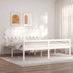 Vanemate inimeste voodiraam peatsiga, valge, 200x200cm t&auml;ispuit