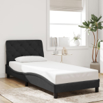 Voodiraam ilma madratsita, must, 80x200 cm, samet