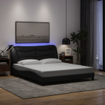 Voodiraam led-iga ilma madratsita hvar, must, 160 x 200 cm, kangas