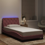 Voodiraam led-iga ilma madratsita, roosa, 100x200 cm, samet