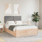 Voodiraam pehme peatoega peaga helehall 120 x 200 cm tahke m&auml;nd