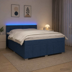 Vedruvoodi madratsiga led-ribadega sinine 140 x 200 cm kangas