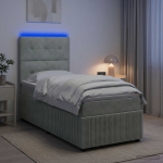 Led kastivoodiga madrats peaga helehall 90 x 190 cm samet