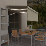 K&auml;sitsi sisset&otilde;mmatav varikatus ruloo & led, 3x2,5 m, kreemjas