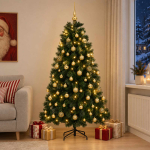 Kunstkuusk j&otilde;ulukuuliga 240 cm 300 led-i soe valge