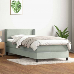 Box vedruvoodi madratsiga helehall 80x210 cm samet