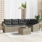 Diivanikomplekt padjaga 6 pcs helehall pol&uuml;rotang