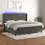 Kontinentaalvoodi madrats ja led, tumehall, 200x200 cm, samet