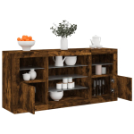Puhvetkapp led-tuledega, suitsutatud tamm, 142,5 x 37 x 67 cm