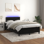 Kontinentaalvoodi madrats ja led, must, 120x200 cm, samet