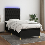 Kontinentaalvoodi madrats ja led, must, 80x200 cm, kangas