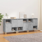 Puhvetkapid 3 tk, betoonhall, 60 x 35 x 70 cm, tehispuit