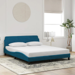 Voodiraam peatsiga dover, sinine, 160 x 200 cm, samet