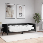 Diivanvoodi madratsiga, must, 90x200 cm, kangas